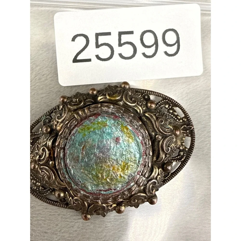 Vintage Brooch Iridescent Mottled Silver Tone REPAIR UPCYCLE NO BACK